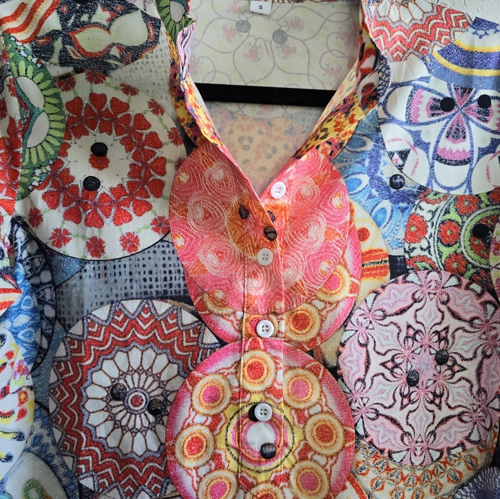 Colorful Boho Lightweight Unique Patterned Button… - image 3